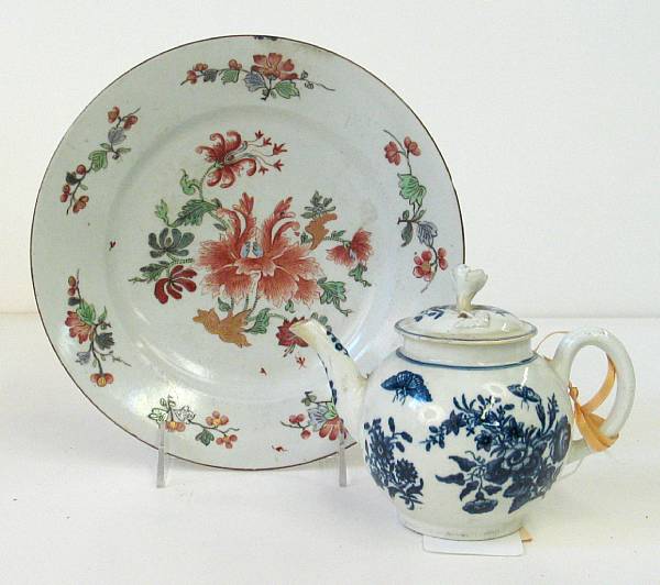 Appraisal: A Worcester blue and white porcelain teapot and a Continental