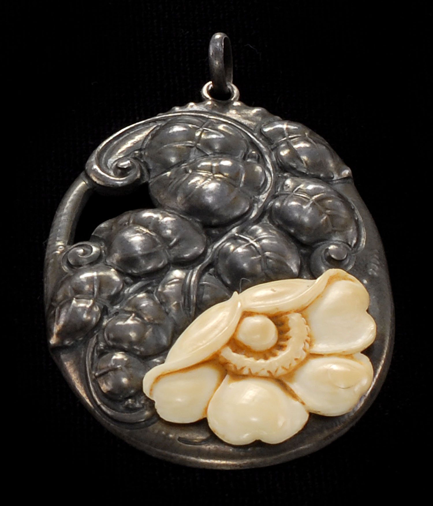 Appraisal: ART NOUVEAU SILVER AND IVORY PENDANT Early th CenturyBy A