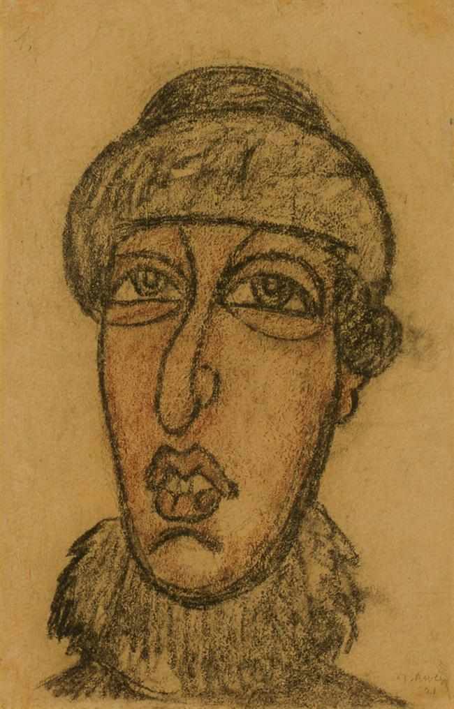 Appraisal: DIEGO RIVERA Mexican - Portrait crayon on paper signed lower