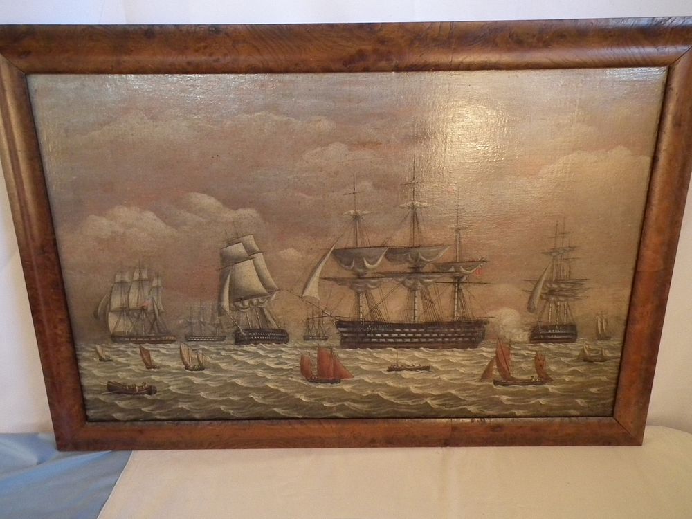 Appraisal: BATTLE PAINTING Antique oil on canvas relined depicting a War