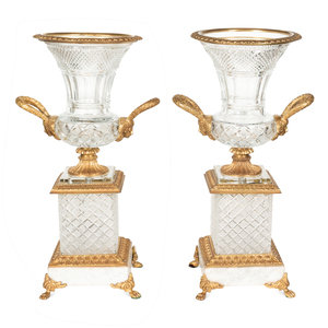 Appraisal: A Pair of Empire Style Gilt Bronze Mounted Cut Glass