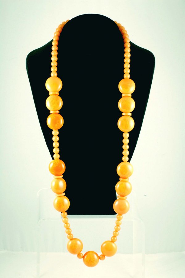 Appraisal: A large French butterscotch Bakelite necklace Comprised of sections of