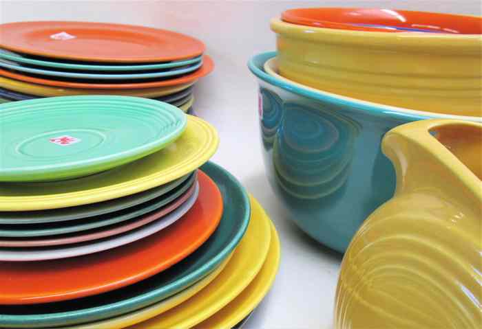 Appraisal: PIECES ASSORTED BAUER FIESTA OTHER DINNERWARE Bauer marked pieces include