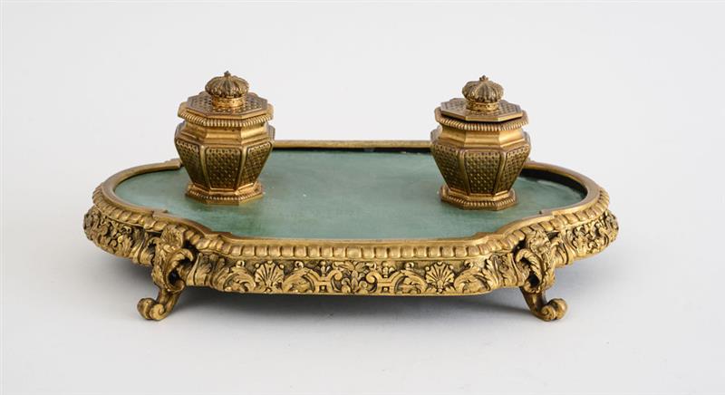 Appraisal: REG NCE STYLE GILT-METAL LACQUERED WOOD NCRIER The shaped green-ground