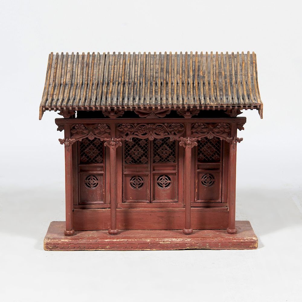 Appraisal: Chinese Red Painted House Shrine x x in Condition Distressed