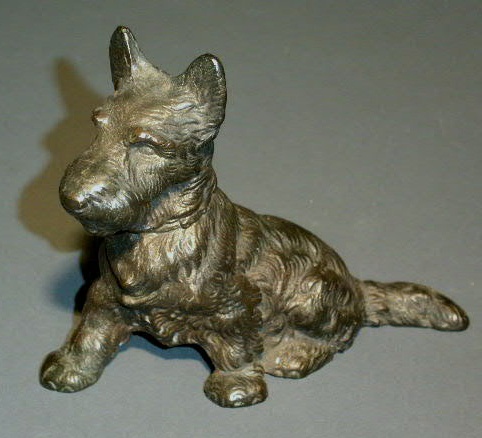 Appraisal: Hubley seated Scottie dog burnished brass h