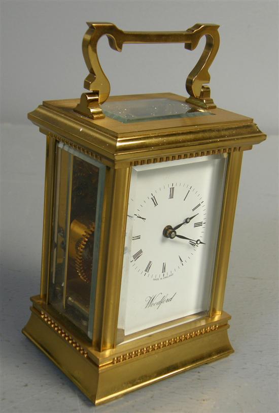 Appraisal: Modern brass and glass carriage clock dial reading Woodford h