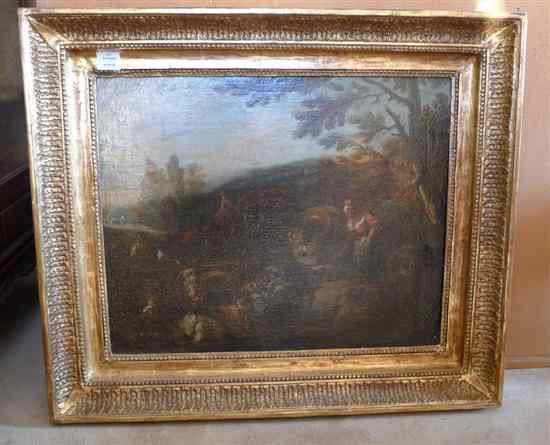 Appraisal: th C Flemish School oil on canvas Drovers in a