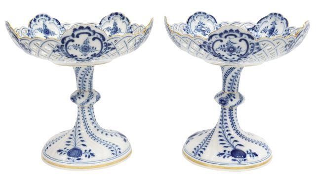 Appraisal: lot of German blue and white porcelain reticulated footed compotes