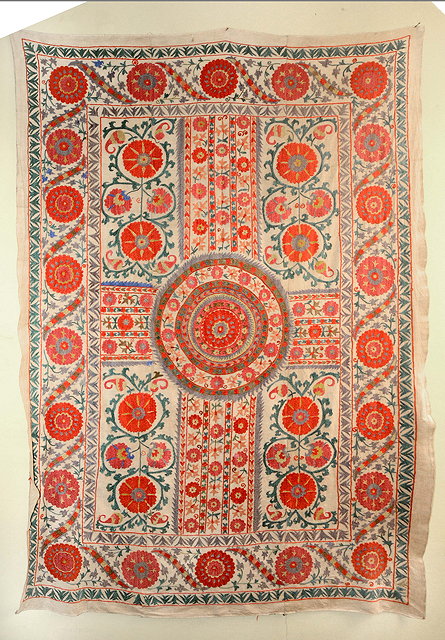 Appraisal: AN ANTIQUE INDIAN WALL HANGING with stylised floral decoration x