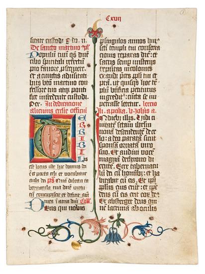 Appraisal: AN ILLUMINATED MISSAL LEAF in Latin Germany Augsburg c x