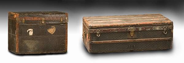 Appraisal: Two French Goyard steamer trunks early th century Each leather