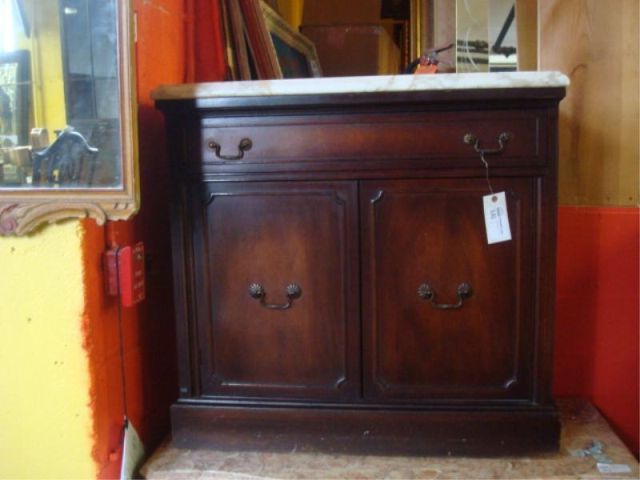 Appraisal: Mahogany Marble Top Server Dimensions wide x deep x high