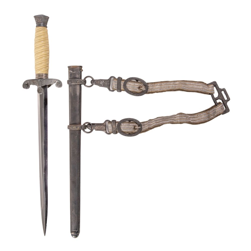 Appraisal: WORLD WAR II GERMAN ARMY OFFICER DAGGER WITH DELUXE HANGERSHaving