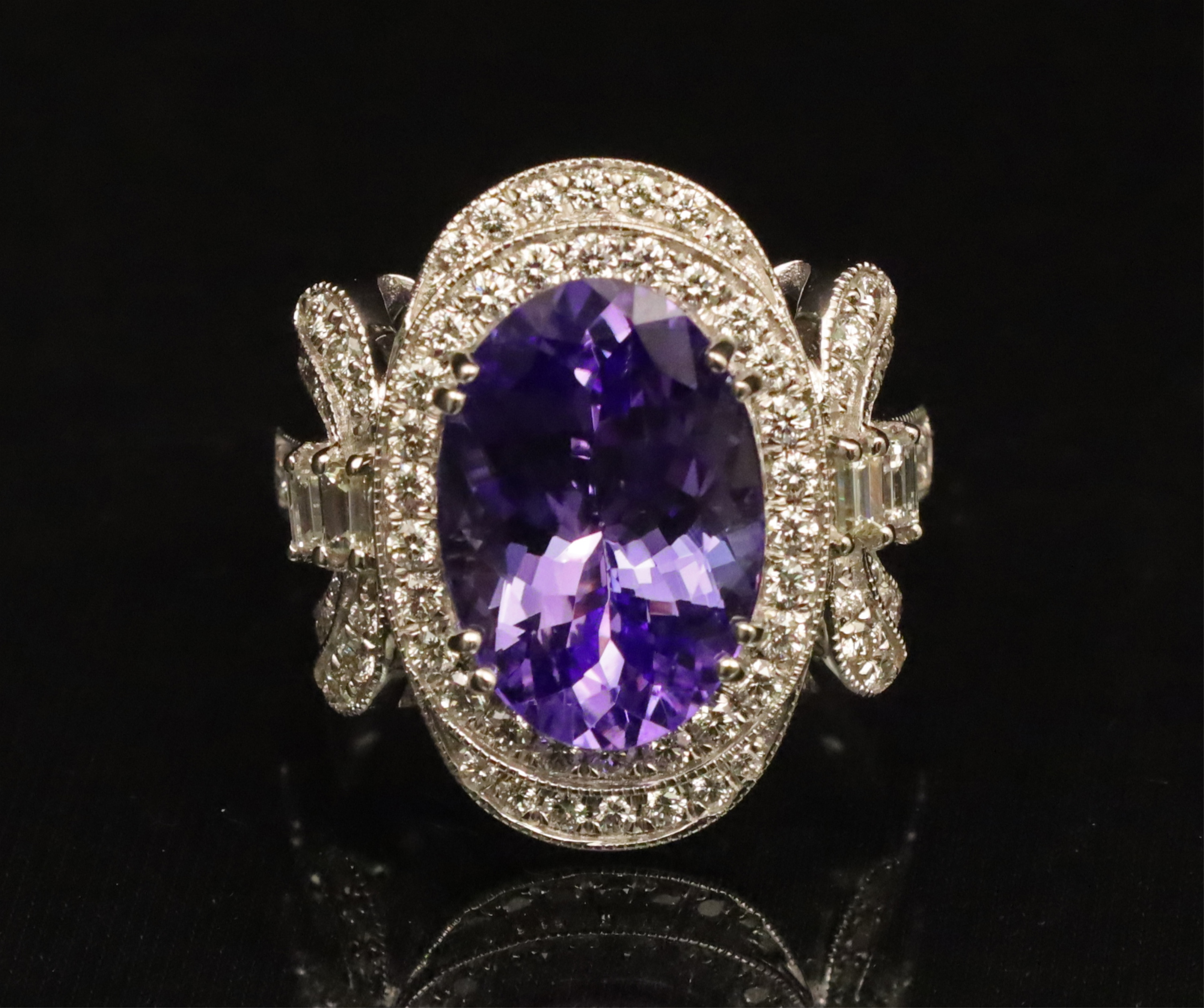 Appraisal: K WG TANZANITE DIAMOND RING GIA K White gold Tanzanite