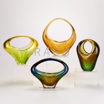 Appraisal: CESARE TOSO Four glass baskets Murano Two labeled Largest x