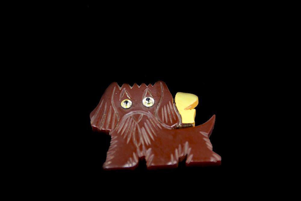 Appraisal: Scottie Dog Pin With Glass Eyes Scottie Dog Pin With