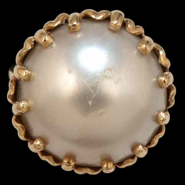 Appraisal: K Mabe Pearl Cocktail Ring Ca s k yellow gold