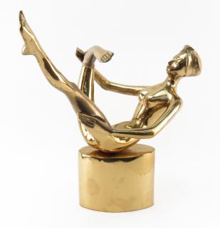 Appraisal: Retro Gilt Bronze Modern Sculpture Nude Dancer Signed and numbered