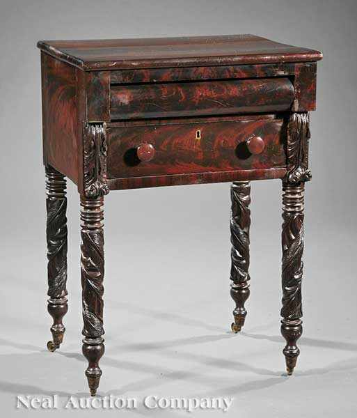 Appraisal: An American Late Classical Carved Mahogany Work Table early th