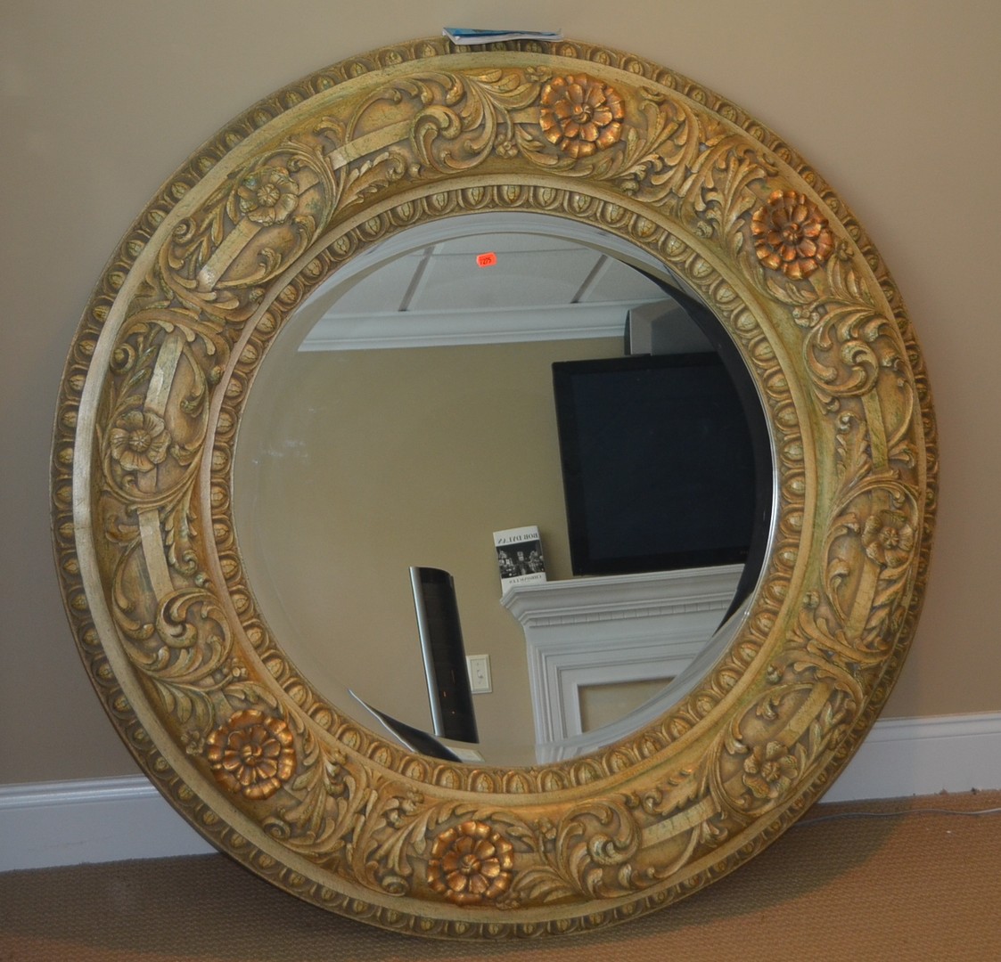 Appraisal: Round Victorian style wall mirror with beveled edge glass approx