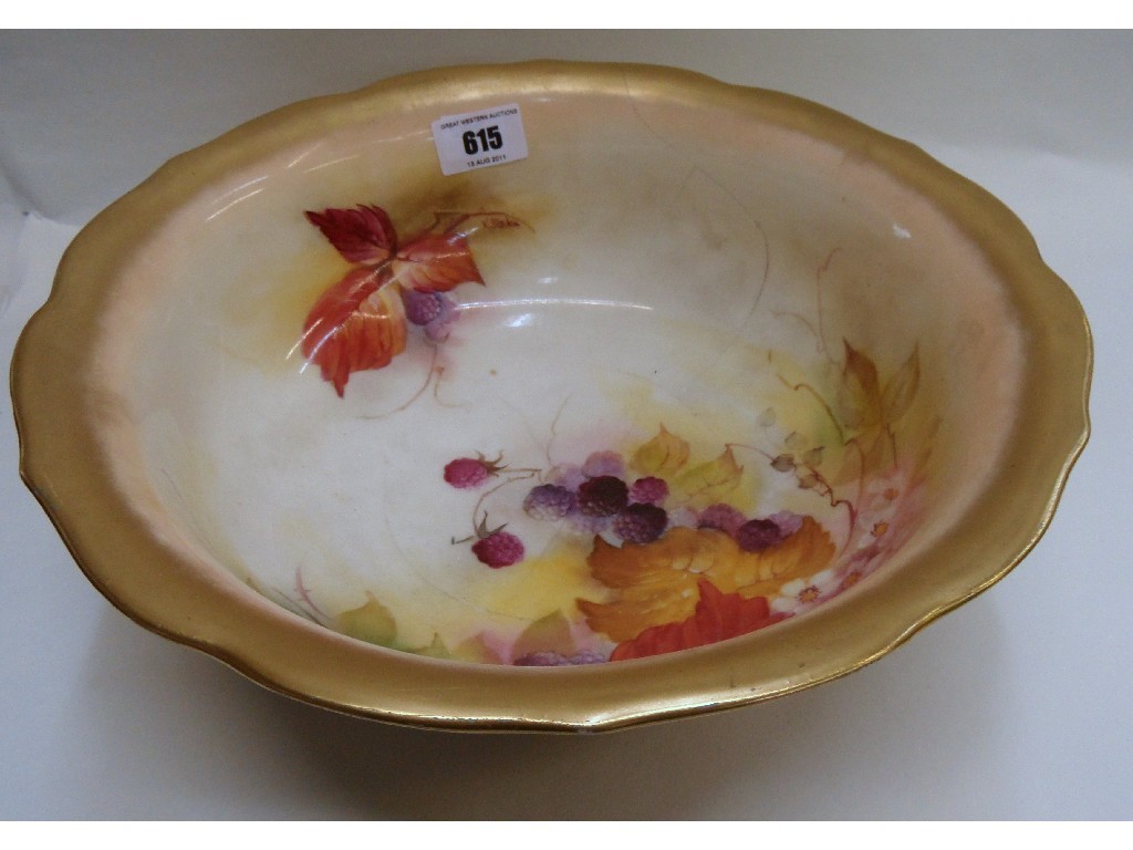 Appraisal: Large Royal Worcester bowl painted with brambles and leaves by