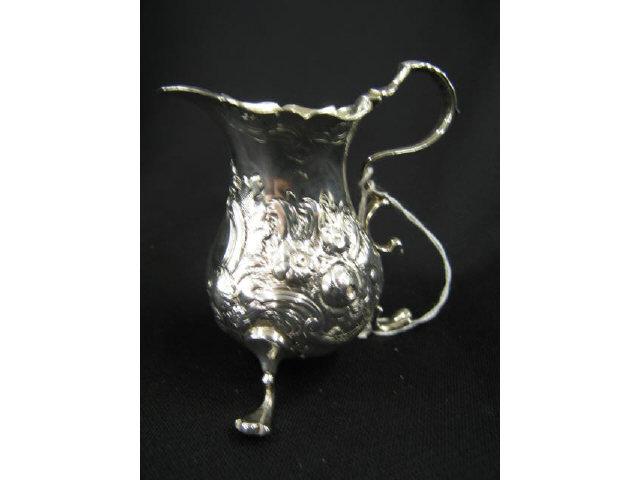 Appraisal: Georgian English Sterling Silver Creamer footed fancy floral excellent