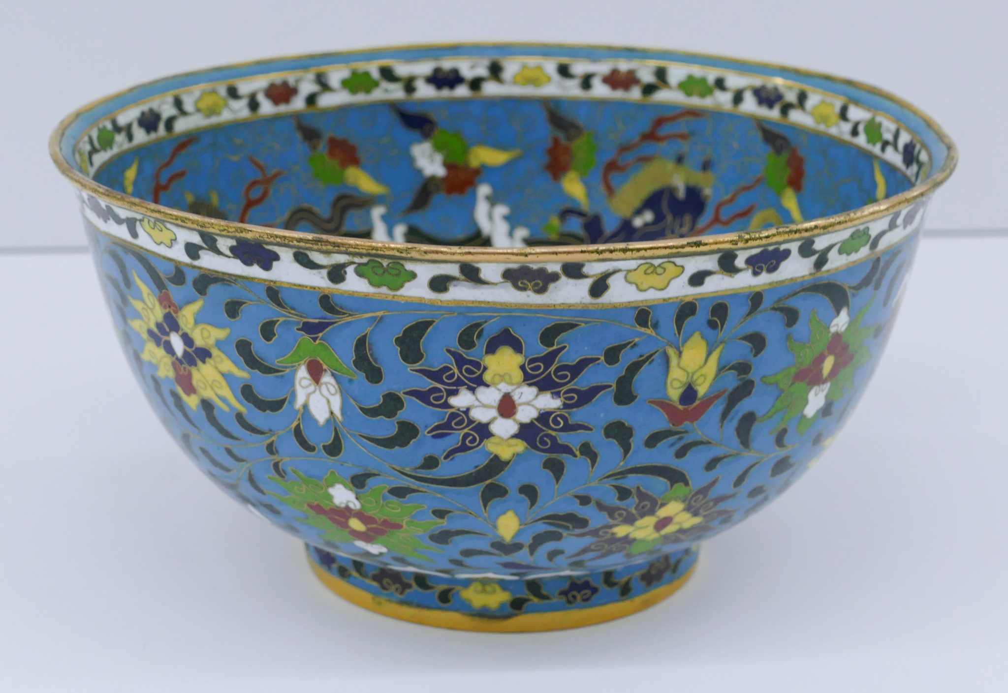 Appraisal: Chinese Qing Horse and Dorje Cloisonne Bowl ''x '' Polychrome