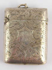 Appraisal: A late Victorian silver vesta case with suspensory loop and