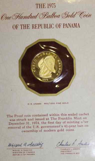 Appraisal: A BALBOA GOLD COIN OF PANAMA in presentation folder