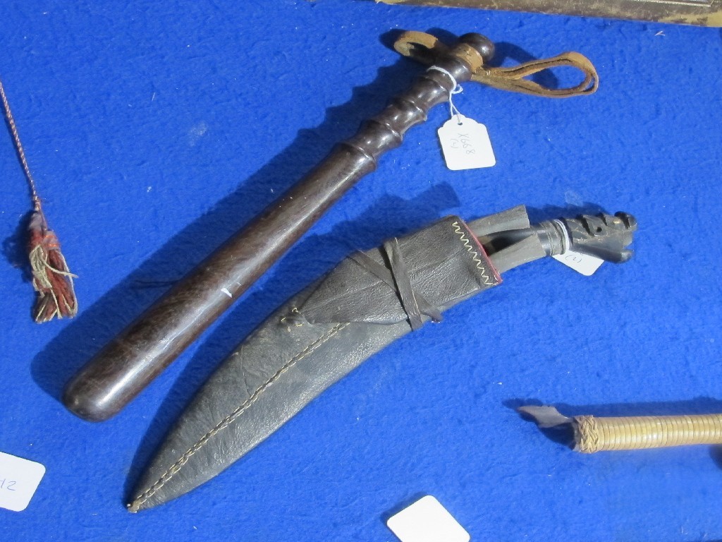 Appraisal: A lot comprising a truncheon and a kukri