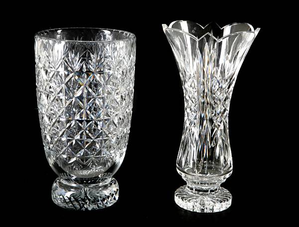 Appraisal: A Waterford crystal vase together with a clear colorless cut