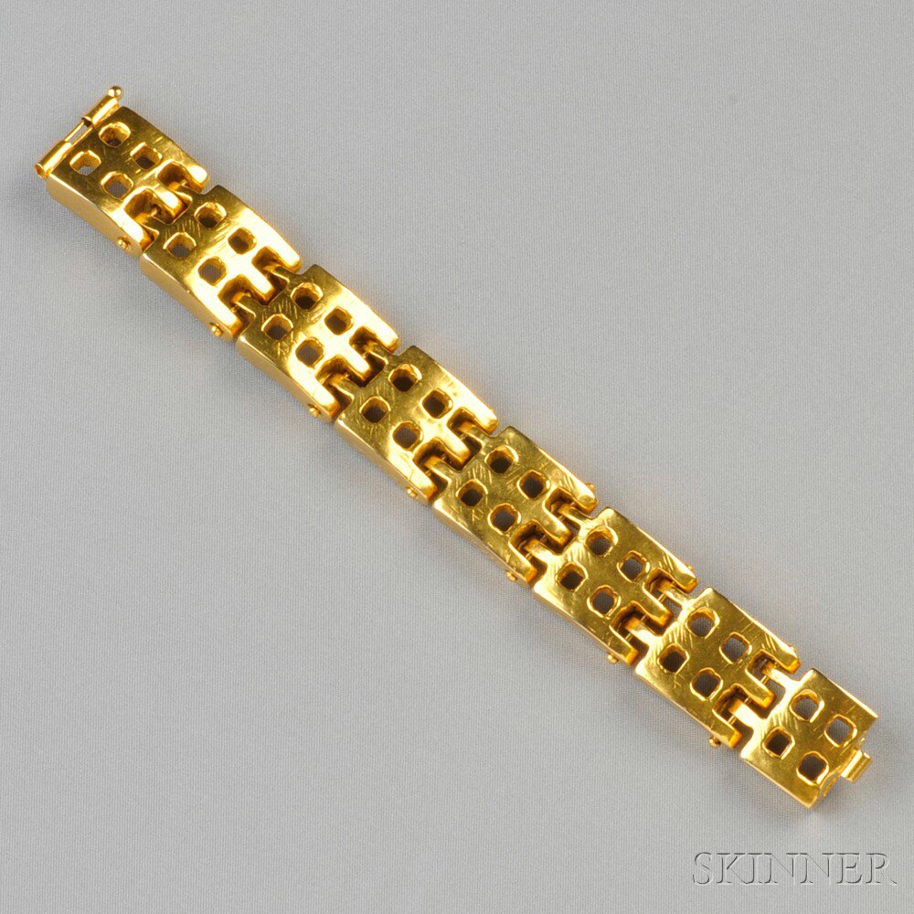 Appraisal: Tire Track Bracelet Robert Lee Morris in gold plate lg