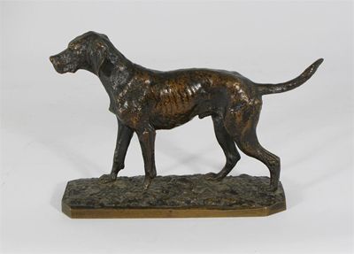 Appraisal: French School th century A standing retriever bronze rich brown