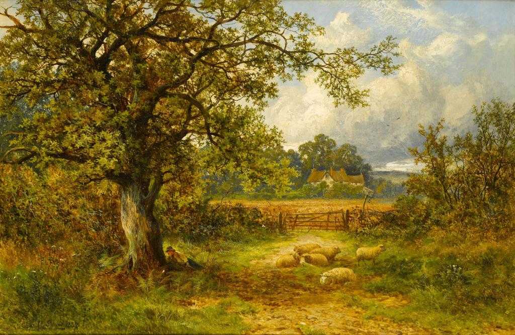 Appraisal: CHARLES L SHAW EXH - WATCHING THE SHEEP signed and