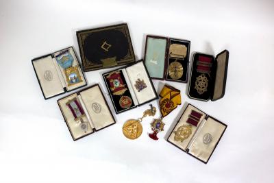 Appraisal: A collection of silver silver gilt and enamel masonic jewels