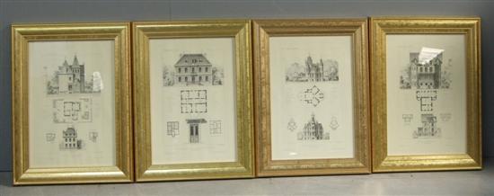 Appraisal: Set of four th century French architectural prints h w