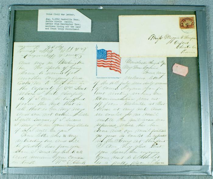 Appraisal: Union Civil War letter August Nashville TN mentions living off