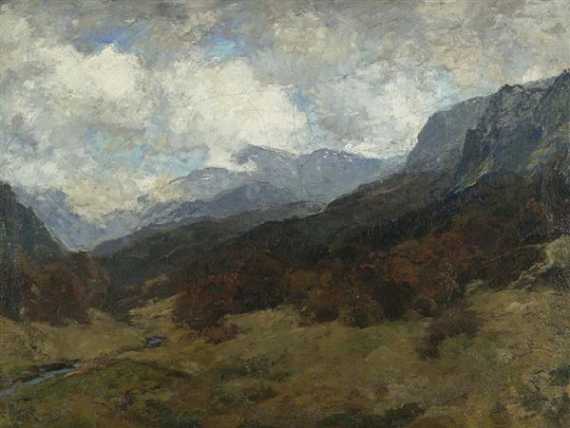 Appraisal: BAER FRITZ M nchen - Pasing Gebirgslandschaft l auf Leinwand