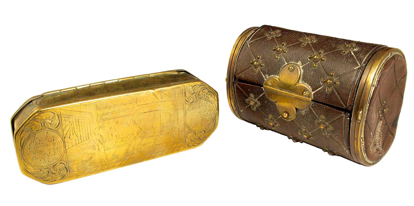 Appraisal: An th century Dutch brass tobacco box