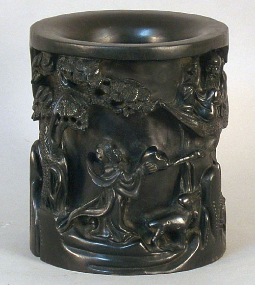 Appraisal: Chinese carved brush pot h