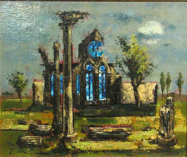 Appraisal: Lenard Kester American - Ancient cathedral signed 'Kester' lower left