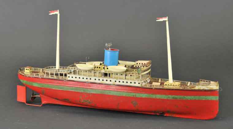 Appraisal: FLEISCHMANN CLOCKWORK OCEAN LINER Germany c classic pre-war boat finished