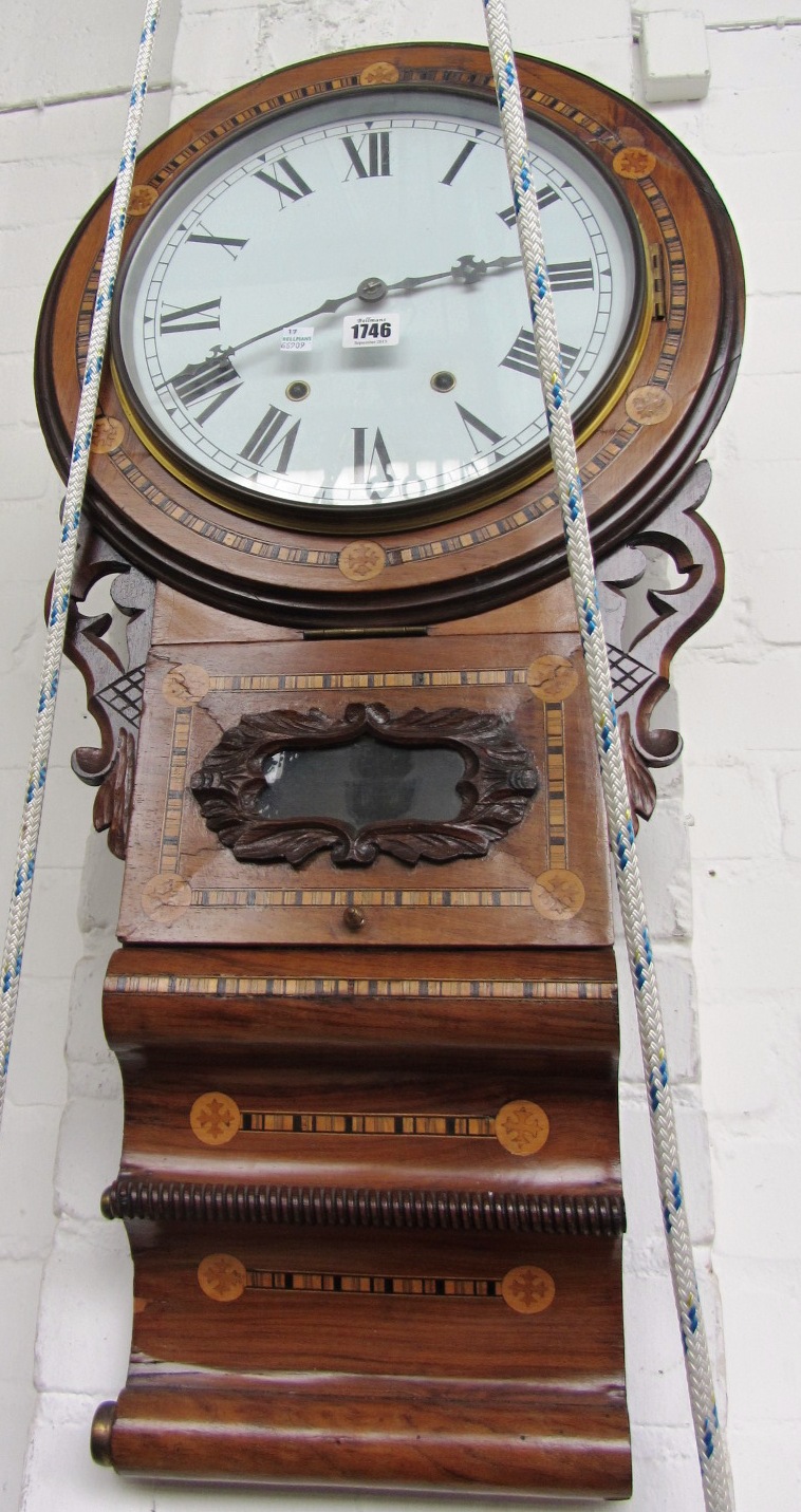 Appraisal: An American parquetry inlaid twelve inch dial clock early th