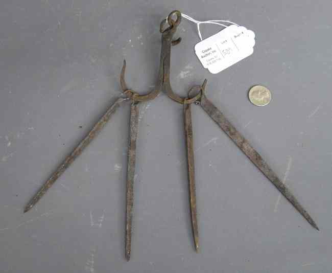 Appraisal: Blacksmith made iron skewer with skewers