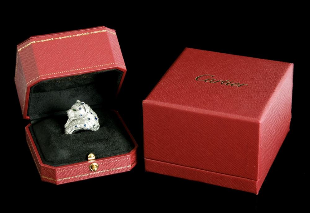 Appraisal: ATTR CARTIER PLATINUM ARTICULATING HEAD PANTHER RINGAttributed to Cartier platinum