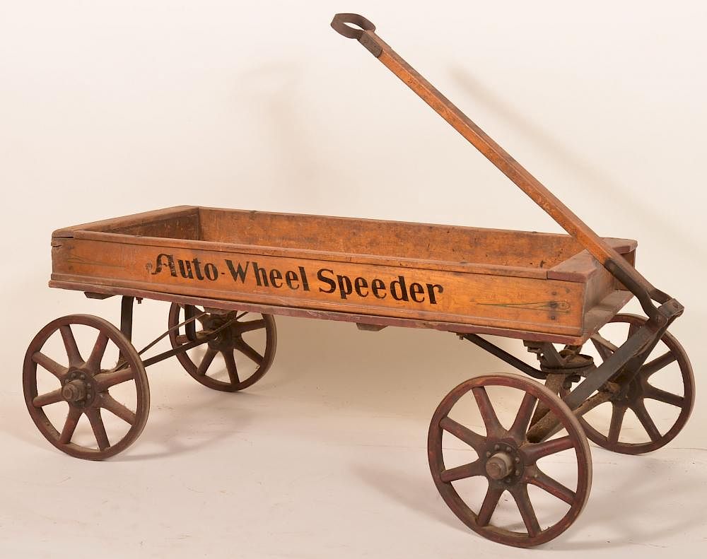 Appraisal: Wooden pull wagon stenciled Auto Wheel Speeder Wooden pull wagon