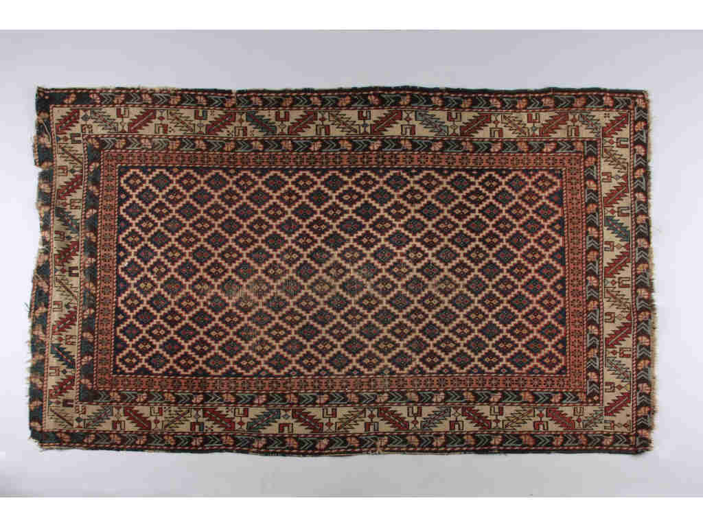 Appraisal: Antique Caucasian Shirvan Rug th c overall stepped diamond pattern