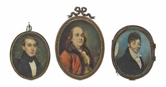 Appraisal: Two Portrait Miniatures on Ivory both of oval form depicting