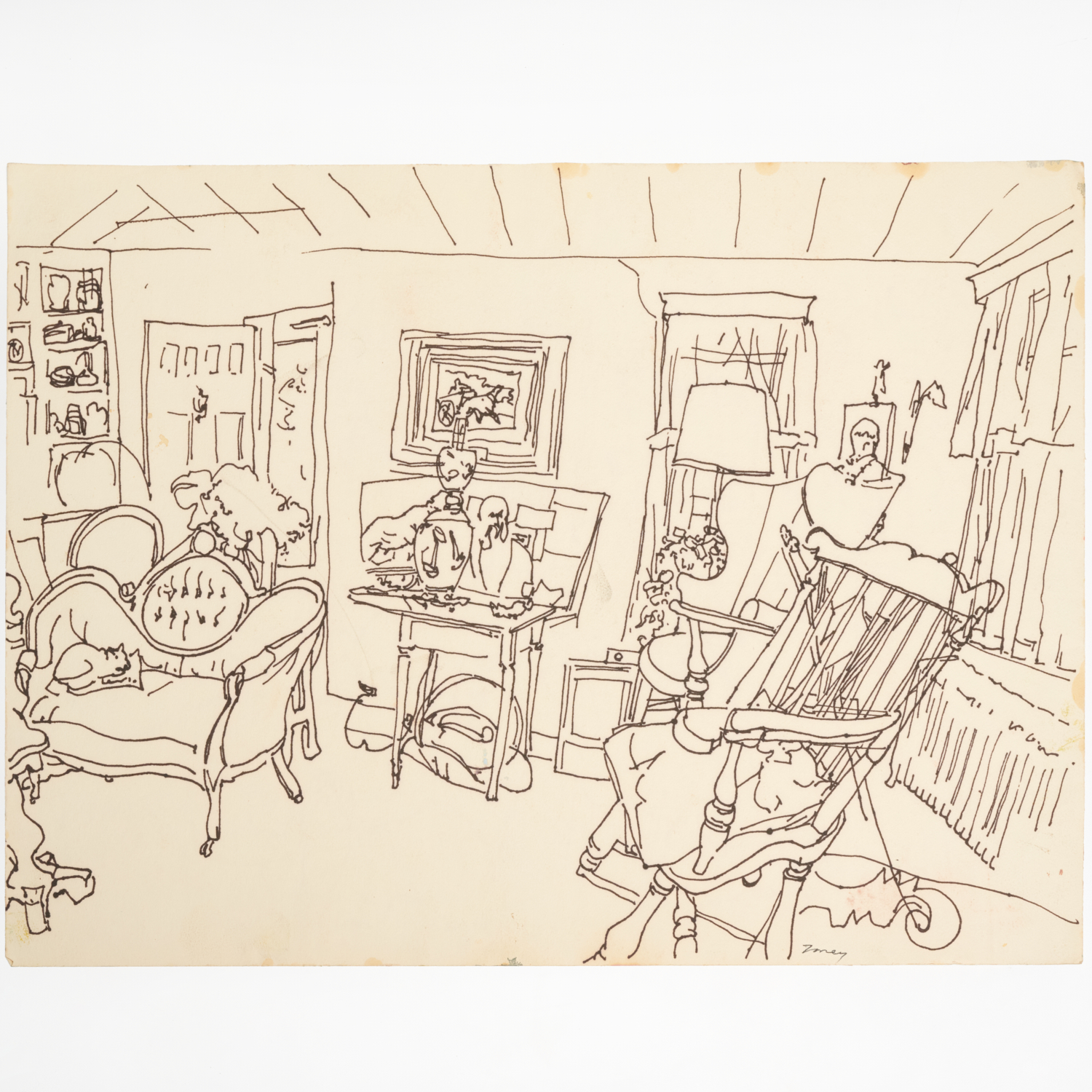 Appraisal: ANTHONY TONEY DRAWING Anthony Toney American - untitled interior ink